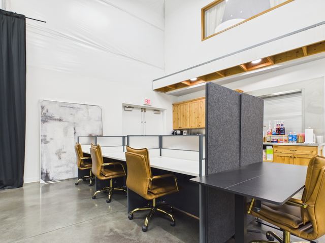 Hot desk row next to the kitchenette